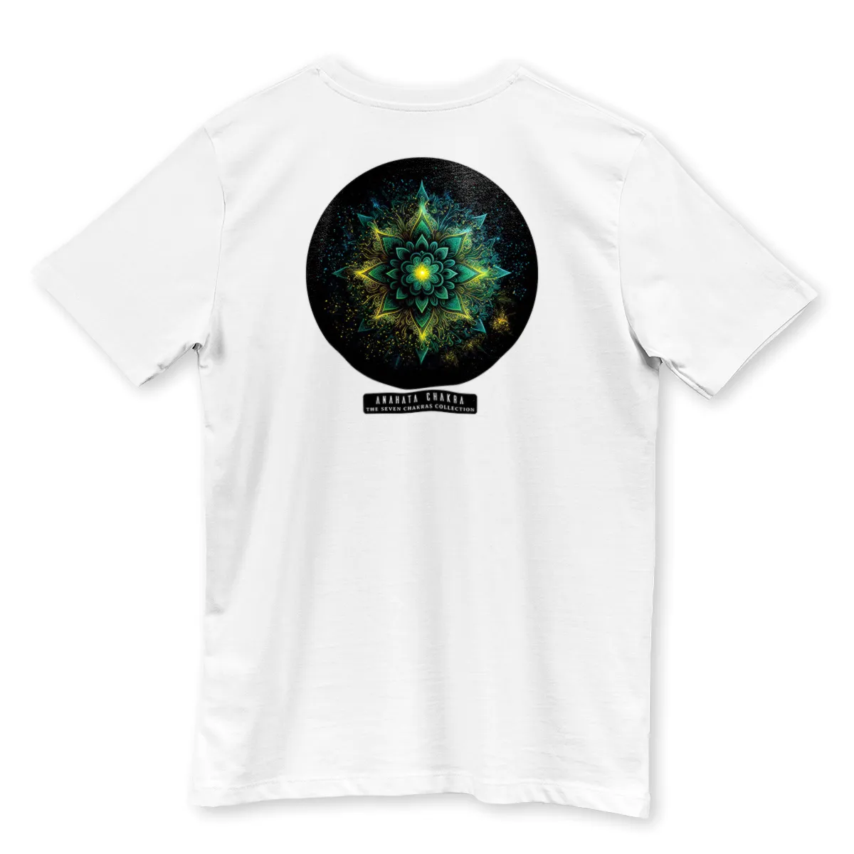 Imaginea unui Tricou Alb Anahata Chakra Printat pe Spate