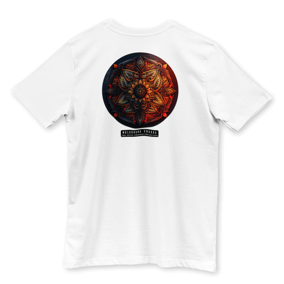 Tricou Alb Muladhara Chakra Printat Spate