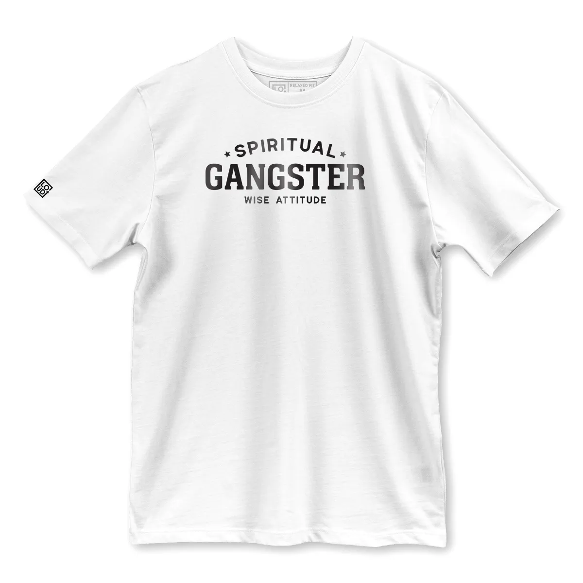 Tricou Alb Spiritual Gangster Print Fata Imaginea unui tricou printat pe fata cu mesajul Spiritual Gangster