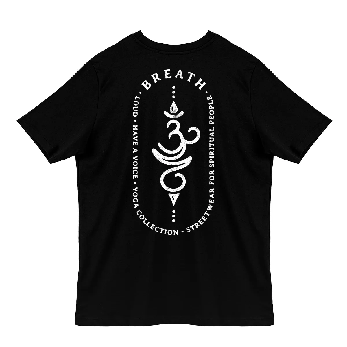 Tricou Negru Printat pe Spate cu simbolul din Yoga - Breath