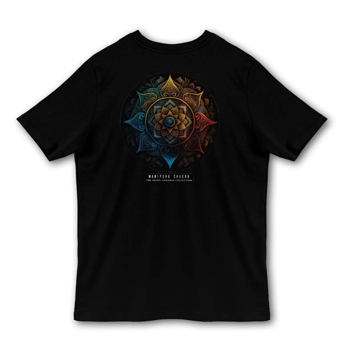 Imaginea unui Tricou Negru Manipura Chakra Printat Spate