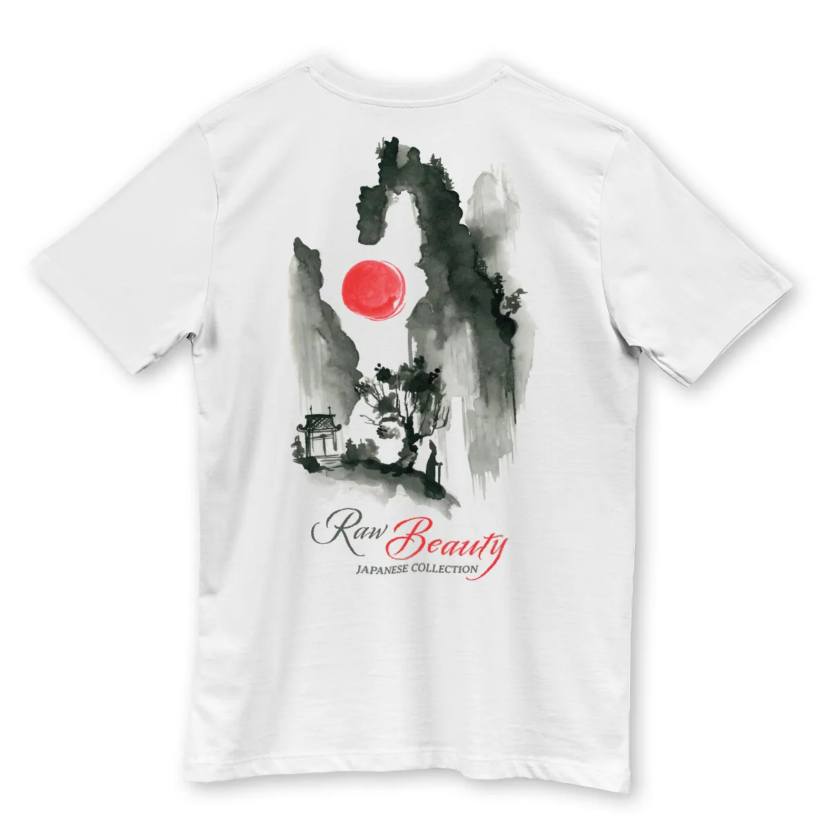 Tricou Alb Raw Beauty Printat Spate Imaginea unui tricou Alb printat pe spate cu mesajul Raw Beauty