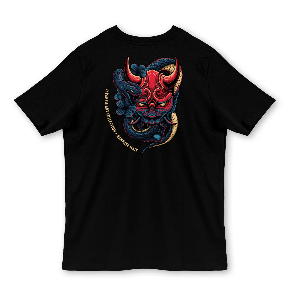 Imaginea unui Tricou Negru Hannaya Mask Printat Spate